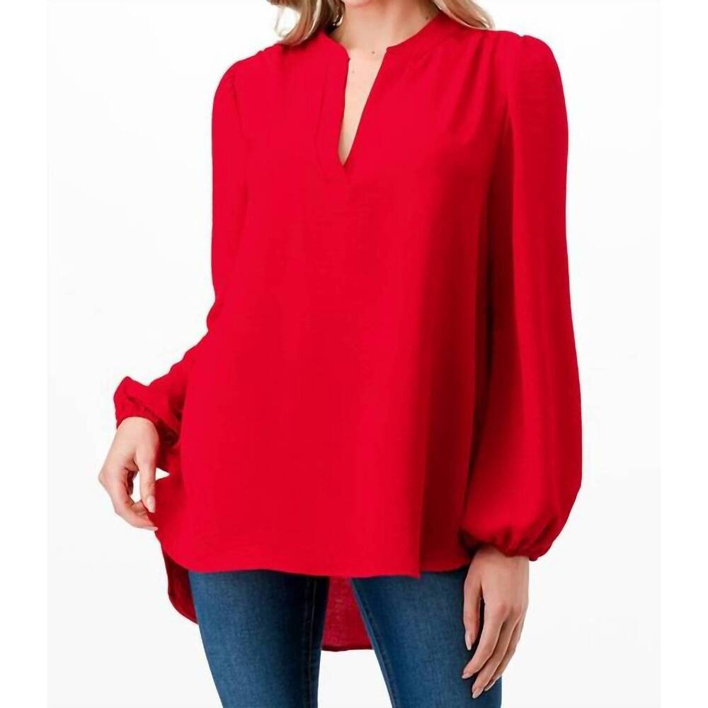NEW STYLIVE everyday long sleeve blouse in red